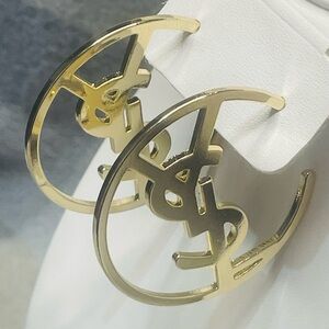 Gold YSL Logo Earrings